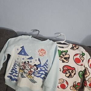 Disney Light Blue Mickey Mouse Skiing Sweatshirt